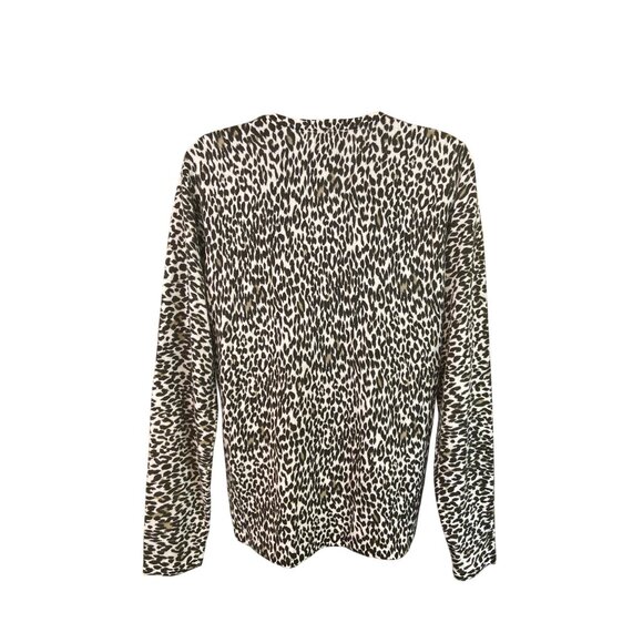 Vintage Allison Daley  Cardigan Sweater S Leopard Print Y2K Retro Glam Mob Wife - Picture 3 of 7
